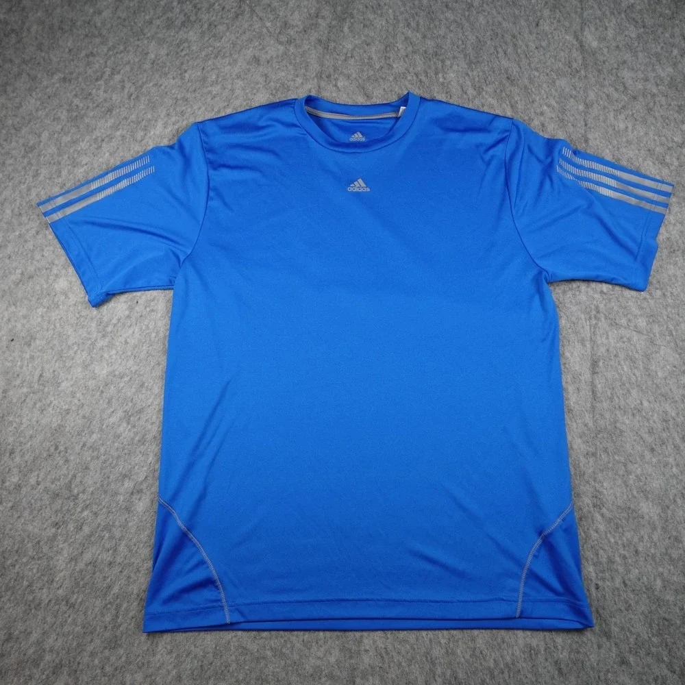 Adidas Shirt Mens Extra Large Blue Short Sleeve Performance Athletic Z75625